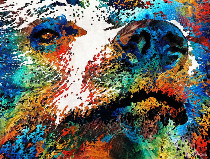 colorful-bear-art-bear-stare-by-sharon-cummings-sharon-cummings