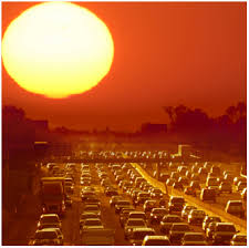 sun over cars